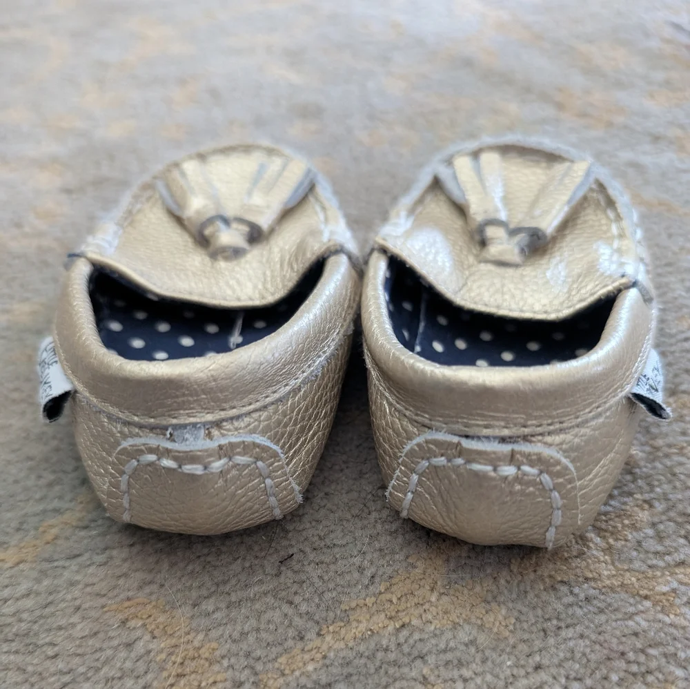 Little Monkey Gold Baby Moccasins Sz 1